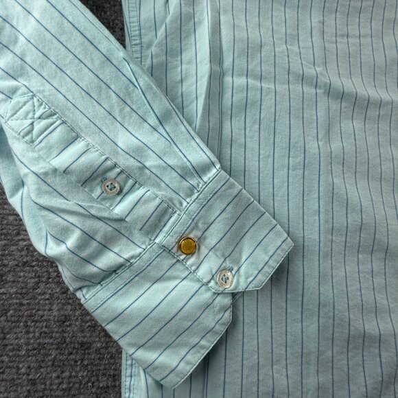 Quiksilver Large Striped Point Cotton Polyester Blue Men Pocket Button Up Shirt - Picture 8 of 15